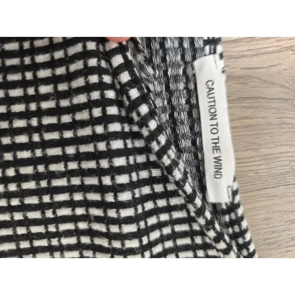 Caution To‎ The Wind Black White Check Belted Short Sleeve Dress Women’s M
